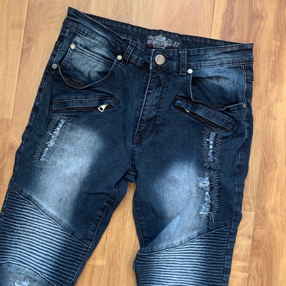 Unisex Distressed Denim ‘One Culture’ Jeans Size 32 - Picture 3 of 10